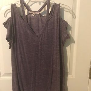 Open shoulder short sleeve shirt